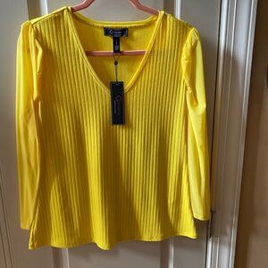 Christian Siriano Yellow V-Neck Blouse
